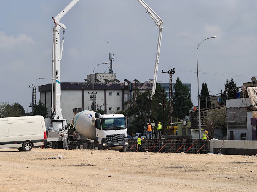 betonomieszarka dostarczająca beton na plac budowy